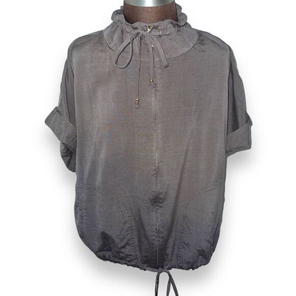 St. John Drawstring Track Jacket Viscose And Wool Olive Green Size Medium - Picture 1 of 12